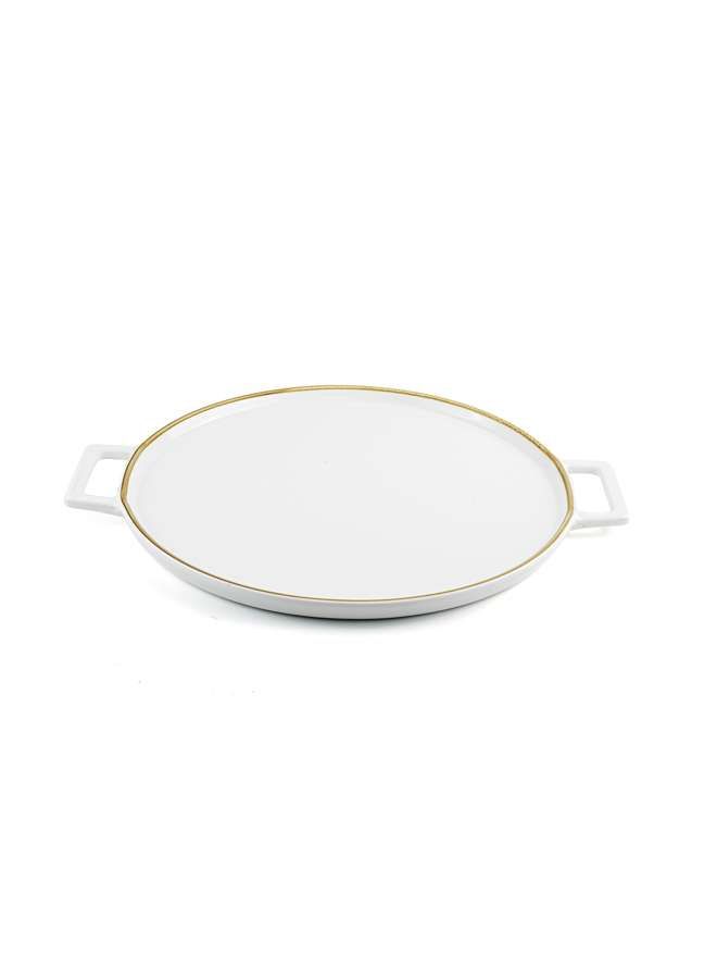 Mocha Porcelain Pizza Plate 32.5x26.5 cm