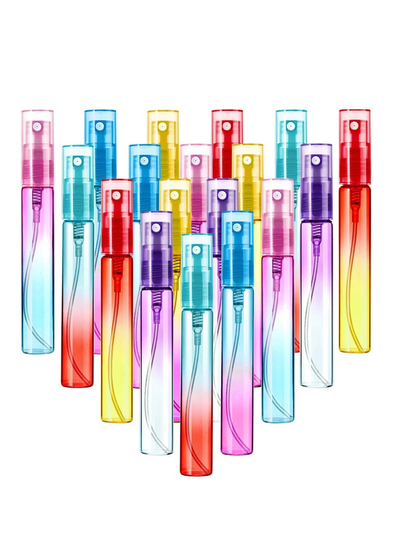 Perfume Spray Bottles Mini 8 ml Colorful Glass Bottles Portable Travel Mister Refillable Empty Container for Cleaning Travel Essential Oils Perfume 6 Gradient Colors 18 Pieces