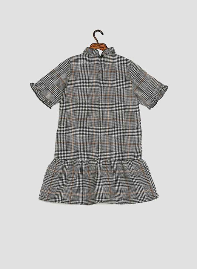 Houndstooth Printed Dress Grey Melange