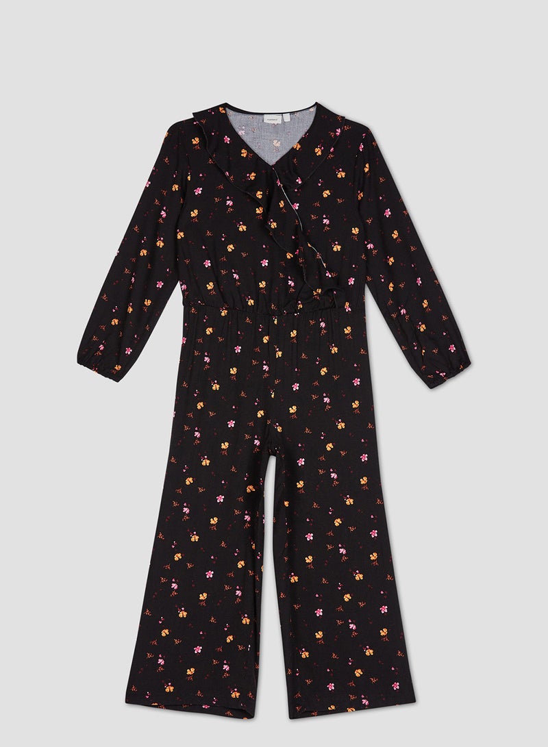 Kids Wrap Playsuit Black