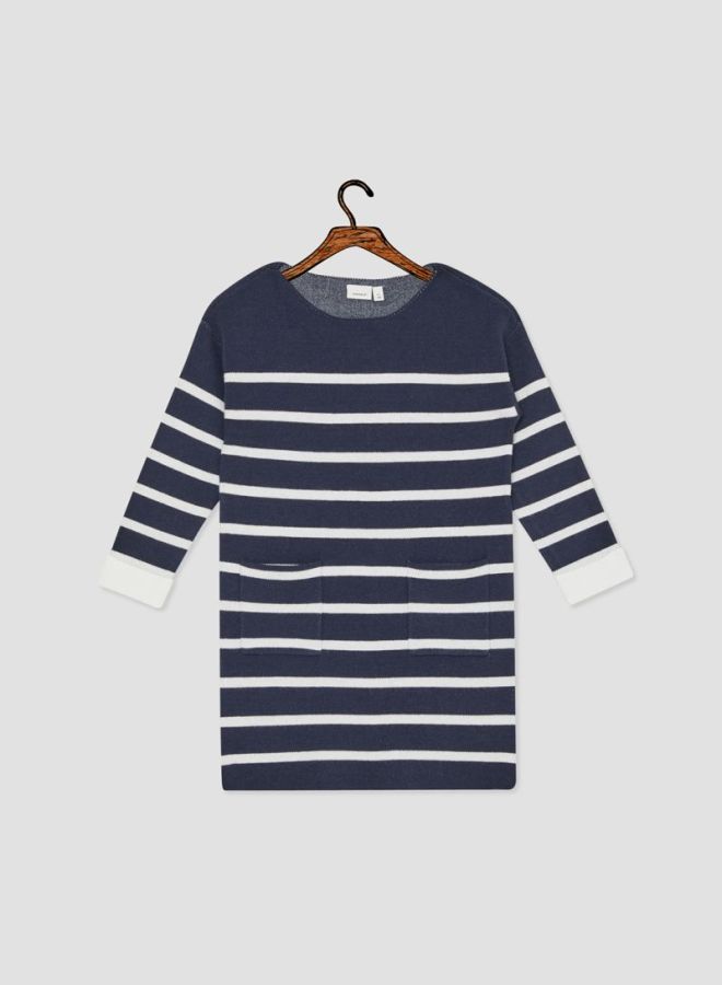 Striped Knit Dress Dark Sapphire