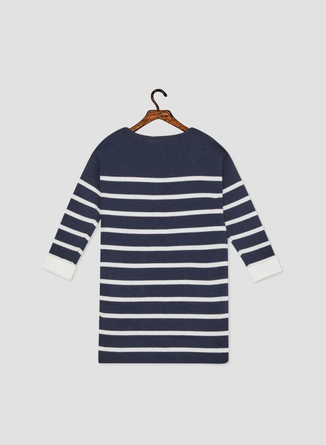 Striped Knit Dress Dark Sapphire