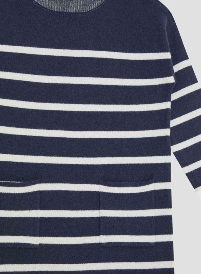Striped Knit Dress Dark Sapphire