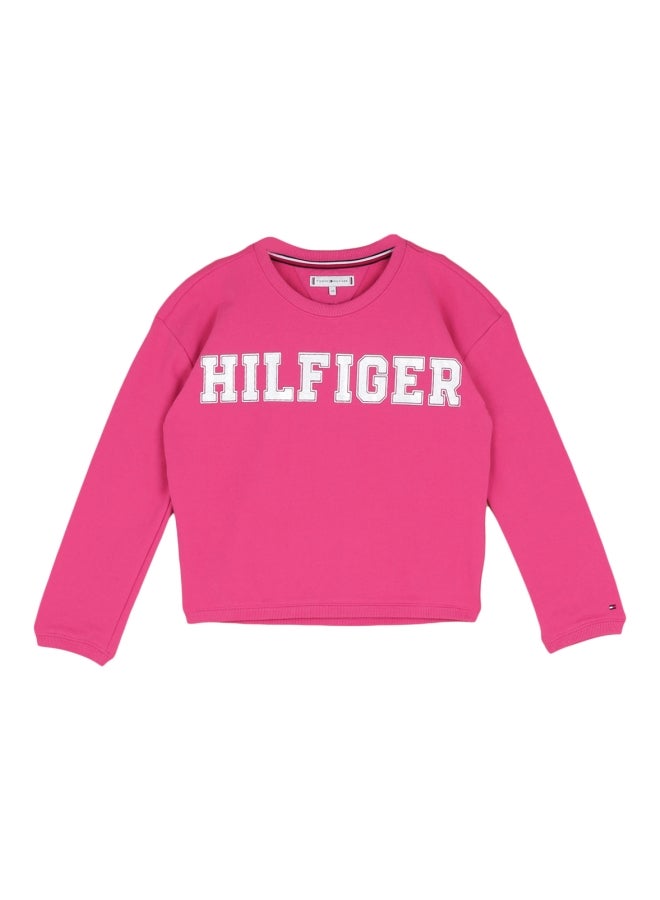 Long Sleeves Essential Foil Print Sweatshirt 501 Pink
