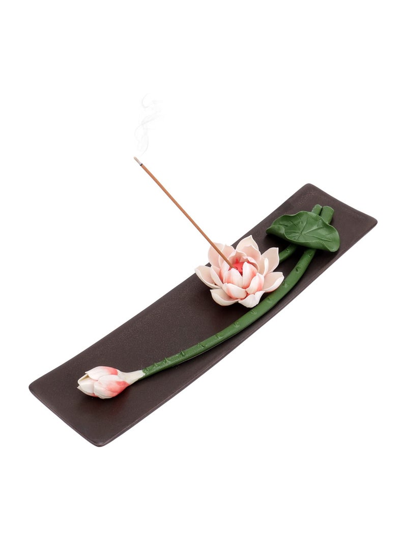Incense Holder for Sticks, Ceramic Handmade Lotus Zen Decor, Home Room Yoga, Meditation Gift