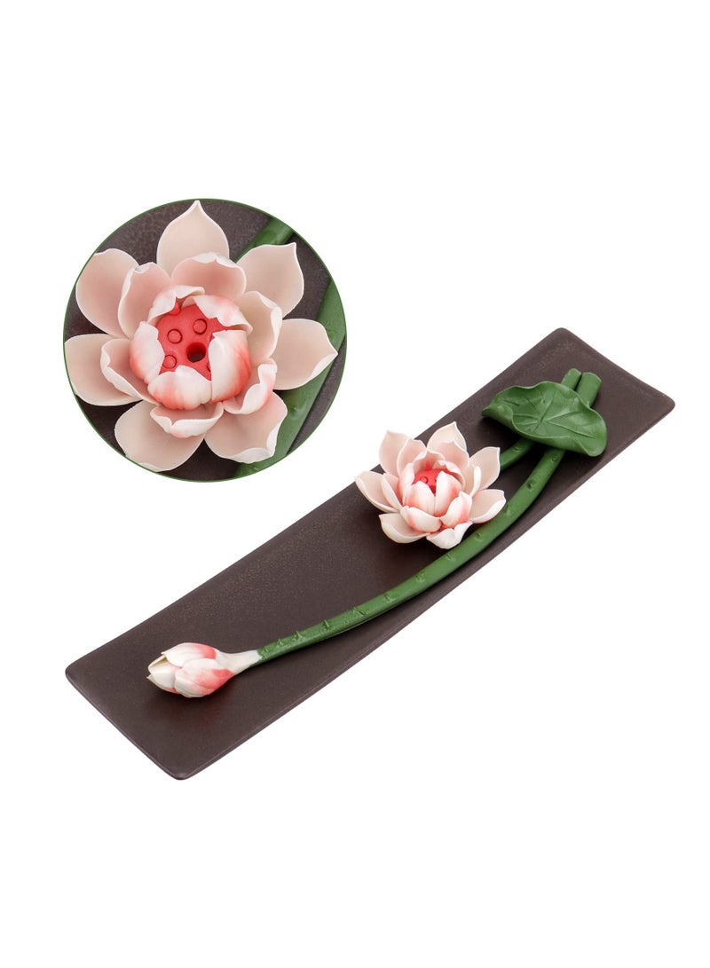 Incense Holder for Sticks, Ceramic Handmade Lotus Zen Decor, Home Room Yoga, Meditation Gift
