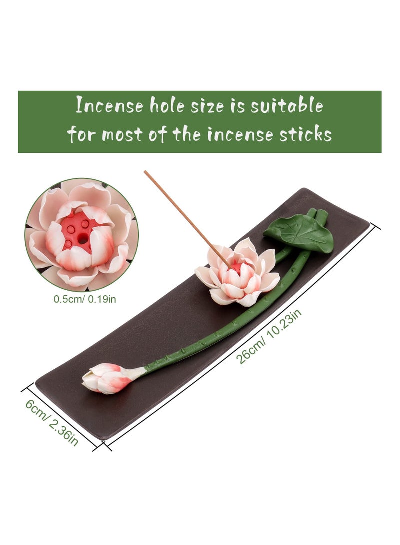 Incense Holder for Sticks, Ceramic Handmade Lotus Zen Decor, Home Room Yoga, Meditation Gift