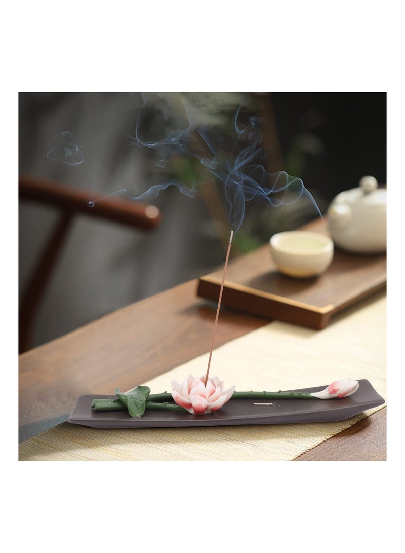 Incense Holder for Sticks, Ceramic Handmade Lotus Zen Decor, Home Room Yoga, Meditation Gift