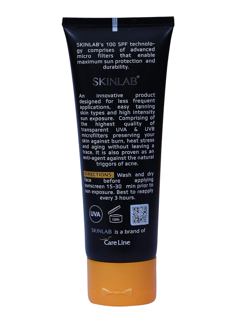 Sunscreen Spf 100 Uva&Uvb Protection For All Skin Types, Water Resistant & Transparent 100Ml