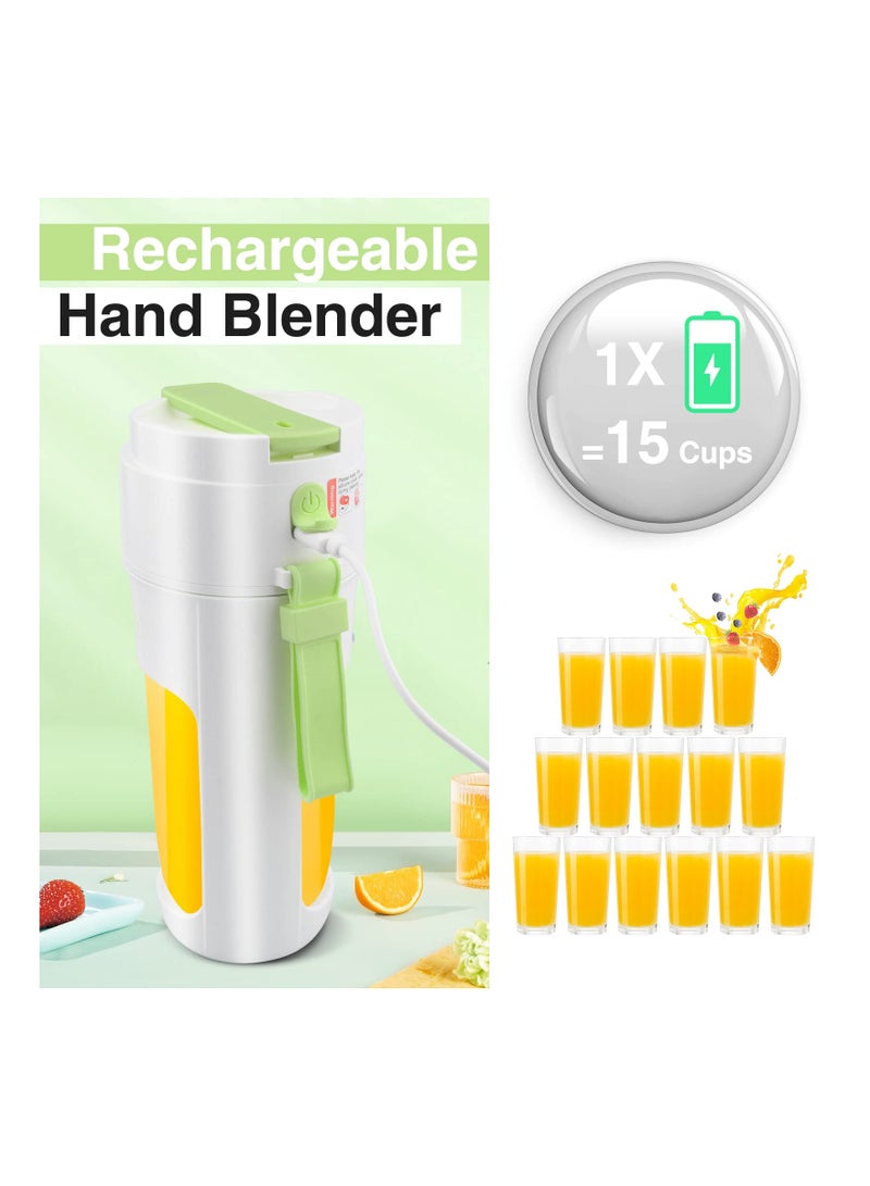 Portable Blender, SYOSI 12 oz One-handed Drinking Mini Blender Juicer Water Bottle with Lid USB Rechargeable, BPA-Free with 8 Blades for Smoothies/Fruit Shakes/Baby Food, Usb Charging (Green)