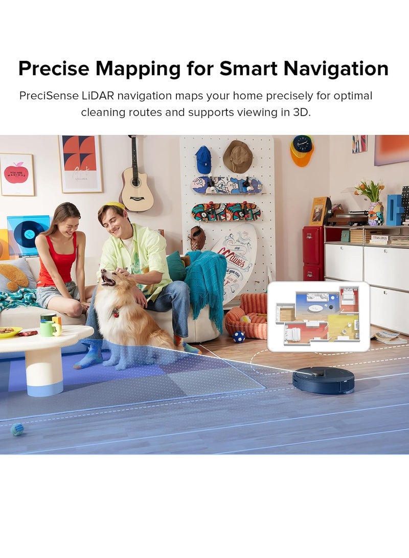 Q5 Pro Robotic Vacuum And Mop Combo, DuoRoller Brush, 5500Pa Suction, LiDAR Navigation, Robotic Vacuum Cleaner With Large Dustbin, 240Min Runtime, Smart No-Go Zone, Perfect For Pet Hair 770 ml 58 W Q50ULE Black