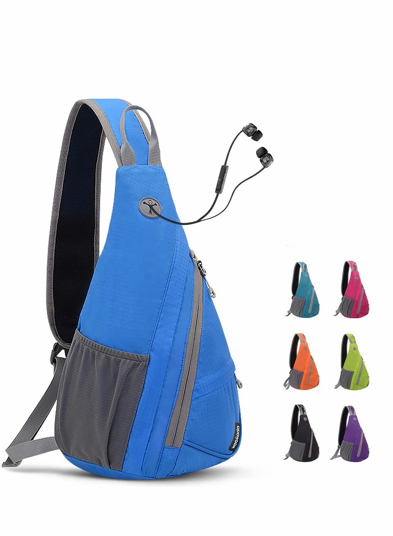Sling Bag for Women Men Crossbody Backpack Hiking Daypack Multipurpose Cross Body Chest with Hidden Earphone Hole