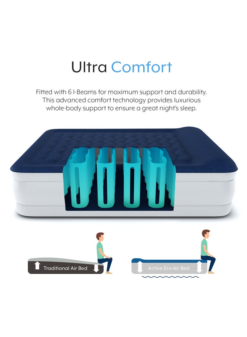 Luxury King Size Inflatable Mattress , Elevated Air with Built,in Pump, Raised Pillow and Structured I,beam Technology, Height 56cm