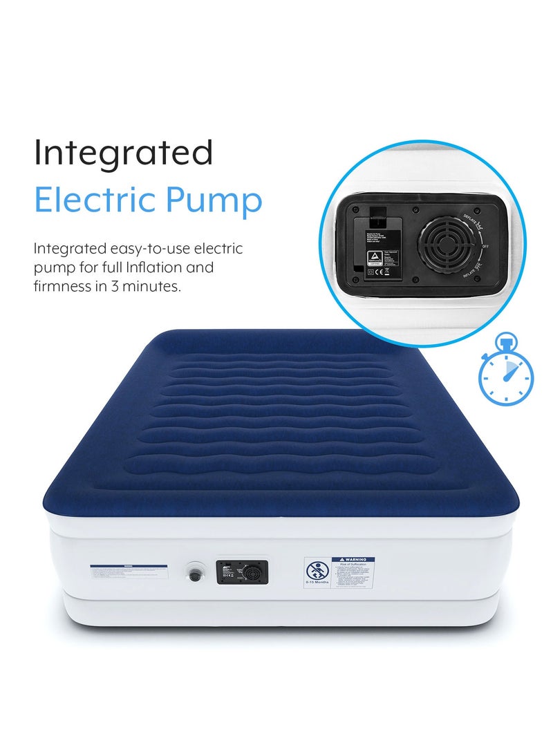 Luxury King Size Inflatable Mattress , Elevated Air with Built,in Pump, Raised Pillow and Structured I,beam Technology, Height 56cm