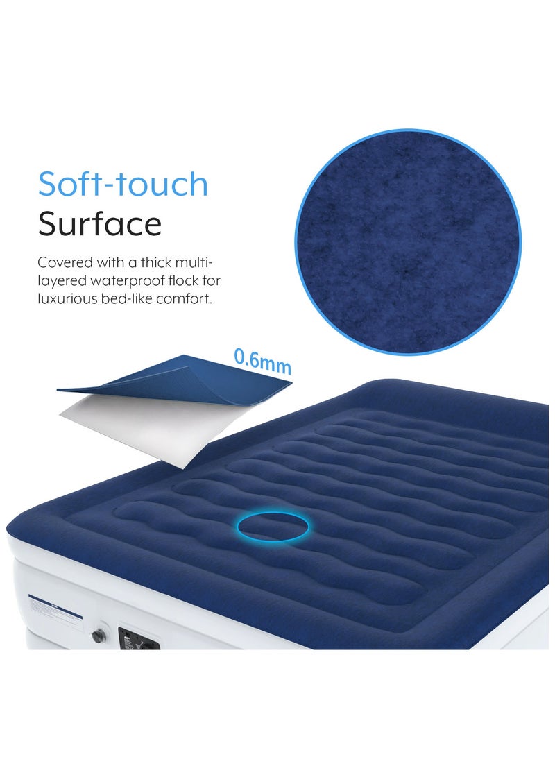 Luxury King Size Inflatable Mattress , Elevated Air with Built,in Pump, Raised Pillow and Structured I,beam Technology, Height 56cm