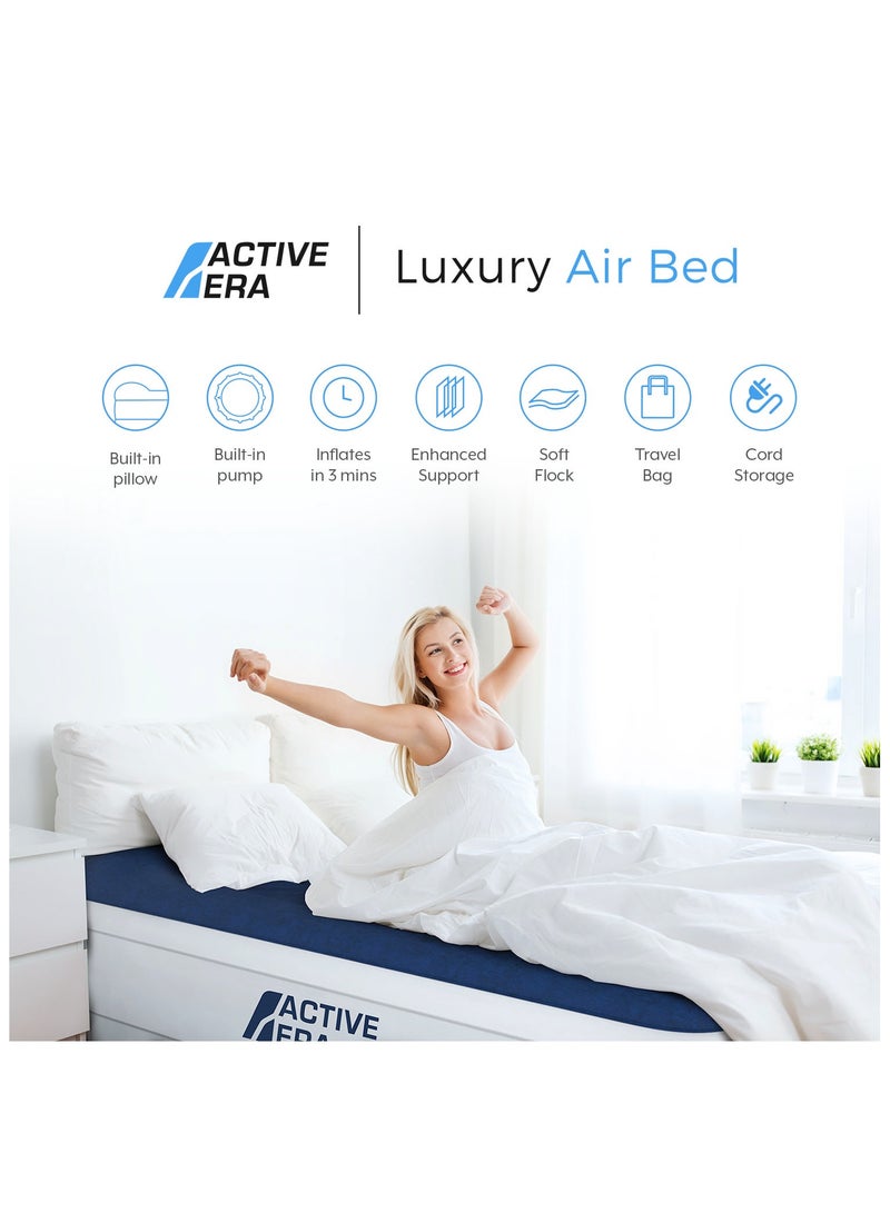 Luxury King Size Inflatable Mattress , Elevated Air with Built,in Pump, Raised Pillow and Structured I,beam Technology, Height 56cm