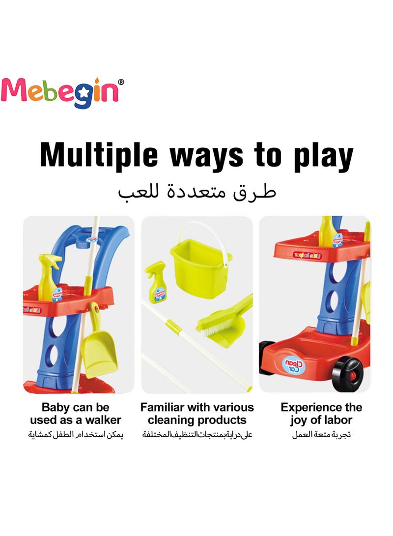 8PCS Cleaning Set for Kids, Simulation Cleaning Tools, Detachable Housekeeping Cart with Broom, Dust Pan and Spray Bottle, Creative House Cleaning Tools, Ideal Gift for Kids Aged 3+