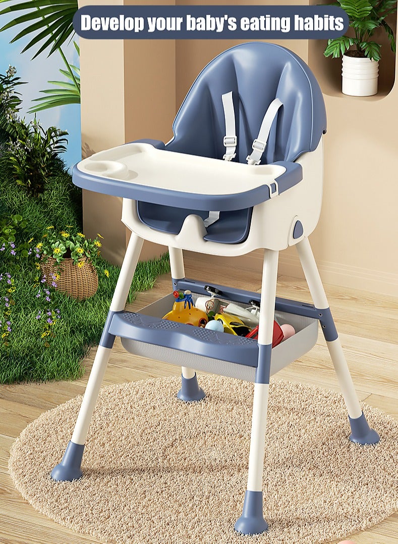 Baby High Chair for Toddlers, Foldable High Chairs with Adjustable Seat Heigh Recline with 4 Wheels and Removable Tray
