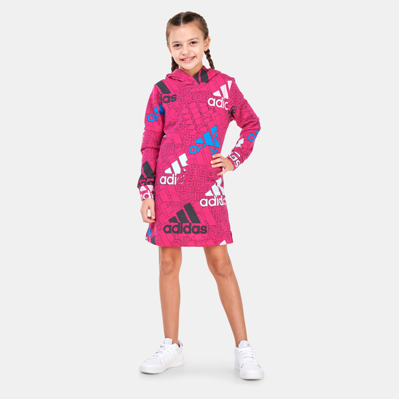 Kids' Essentials Brand Love Print Hooded Dress