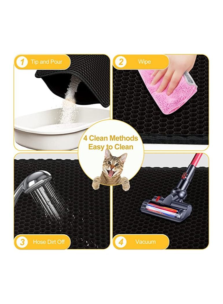 A.M Cat Litter Mat For Trapping Litter Box Sand, XL Or Jumbo Size  30 x 24in, Urine And Waterproof, Honeycomb Double Layer Anti Tracking Kitty Mats, Washable Easy Clean, Scatter Control