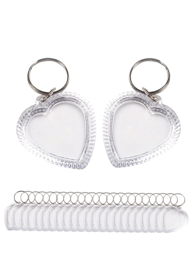 Transparent Acrylic Photo Frame, Keyring Heart-shaped Blank DIY,  Picture Insert Frame, Keychains Key Rings for Unisex Friends Family Couple Craft Artwork(25 PCS )