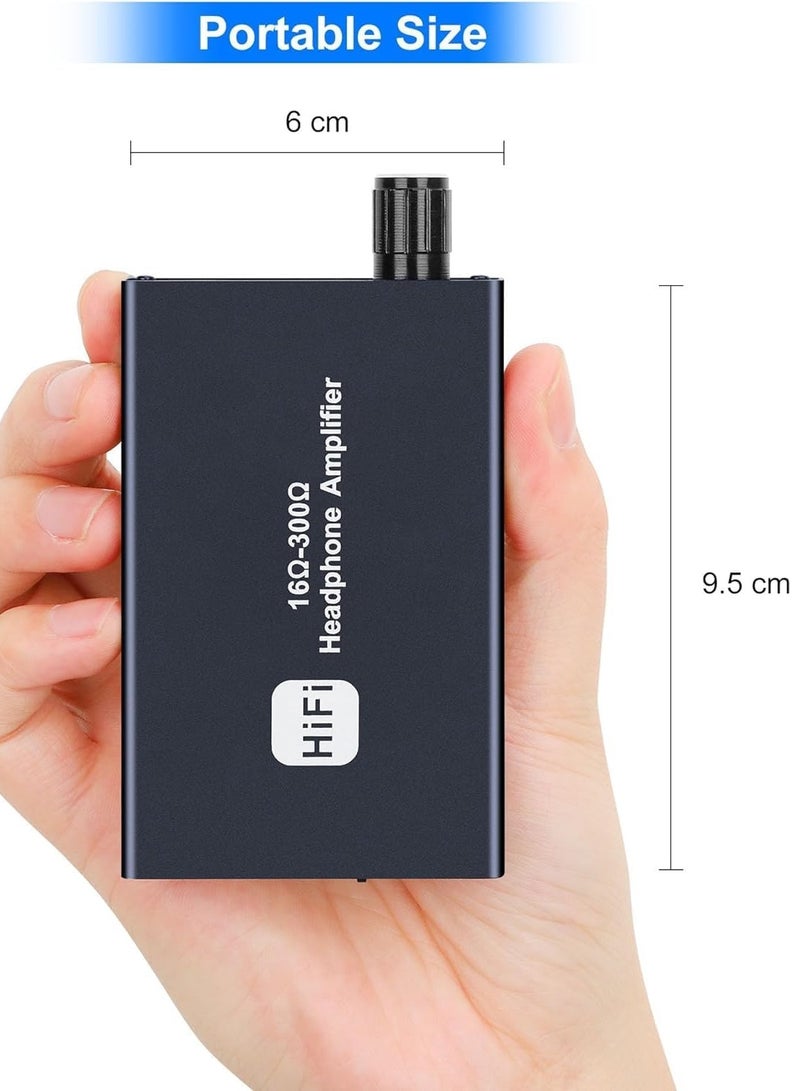 Headphone Amplifier Two-Stage Gain Switch, Portable Headphone Amp for MobilePhone and PC 3.5mm Stereo Audio Input Out Space Grey