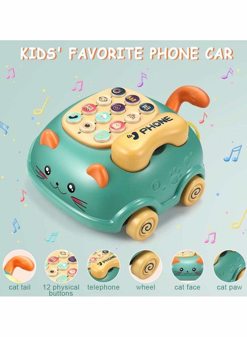 Baby Phone Toys, Baby Music Toys, Baby Musical Toys Car Toy, Toddler Toys Boys Girls Toy, Kids Pretend Phone, Kids Educational Development Toy, Cute Cat Face Toys with Light, Gift for Children