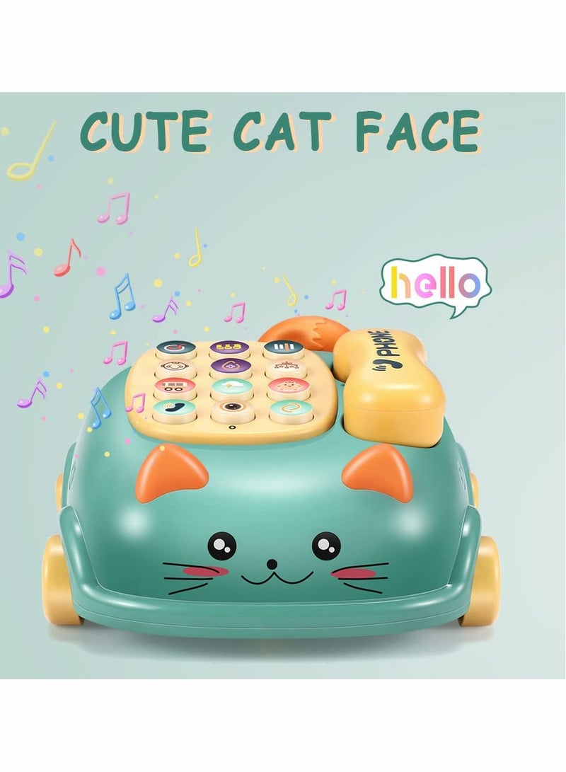 Baby Phone Toys, Baby Music Toys, Baby Musical Toys Car Toy, Toddler Toys Boys Girls Toy, Kids Pretend Phone, Kids Educational Development Toy, Cute Cat Face Toys with Light, Gift for Children
