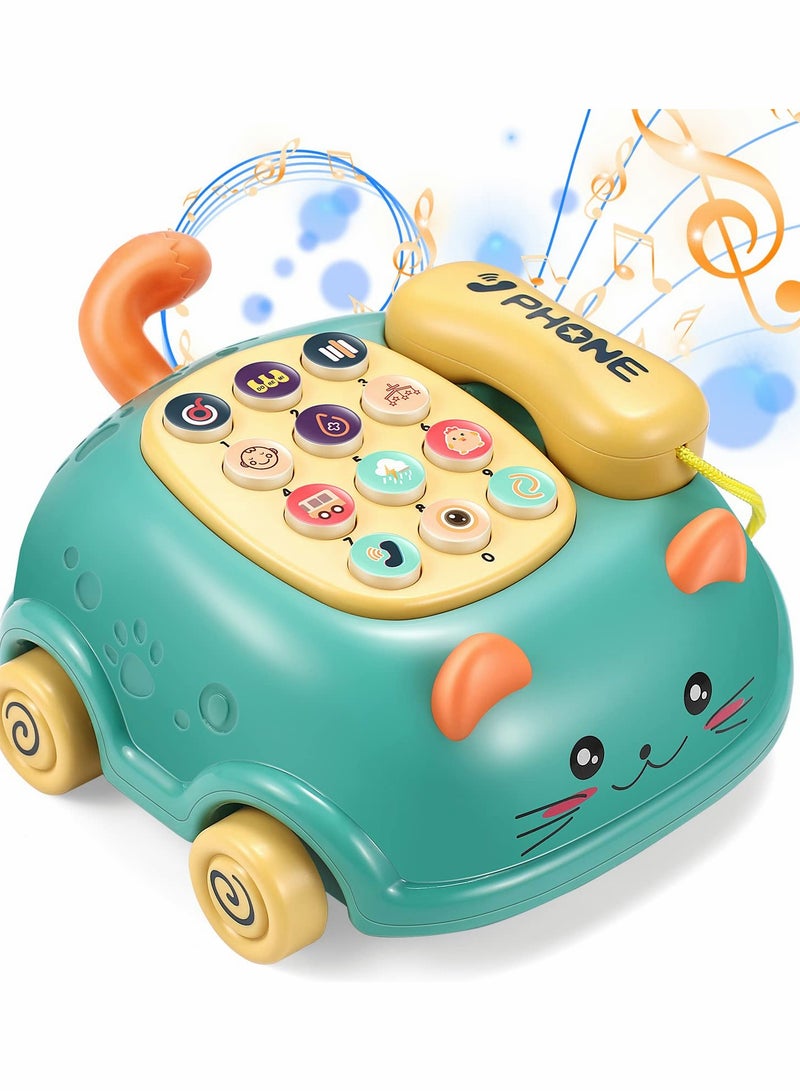 Baby Phone Toys, Baby Music Toys, Baby Musical Toys Car Toy, Toddler Toys Boys Girls Toy, Kids Pretend Phone, Kids Educational Development Toy, Cute Cat Face Toys with Light, Gift for Children