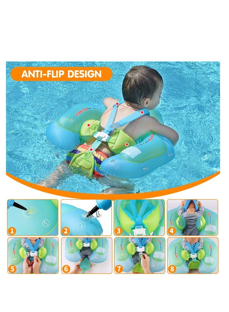 Upgraded Swimbobo Baby Swimming Float  Inflatable Swim Ring with Enhanced Safety Support Bottom Ideal Swimming Pool Accessory for Ages 3-36 Months.