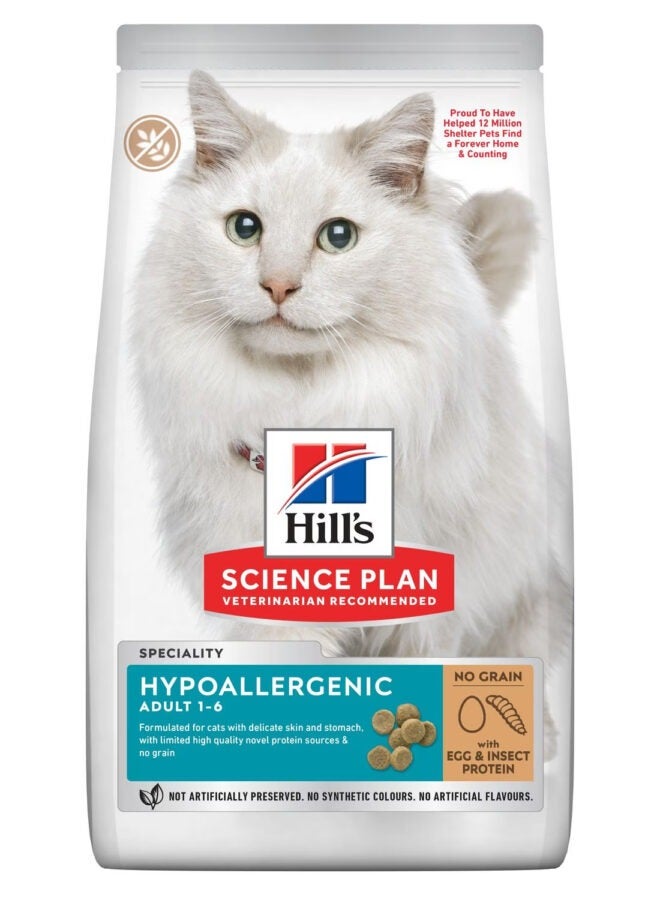 Hill’s Science Plan Hypoallergenic Adult Cat Food No Grain Egg & Insect Protein (1.5kg)