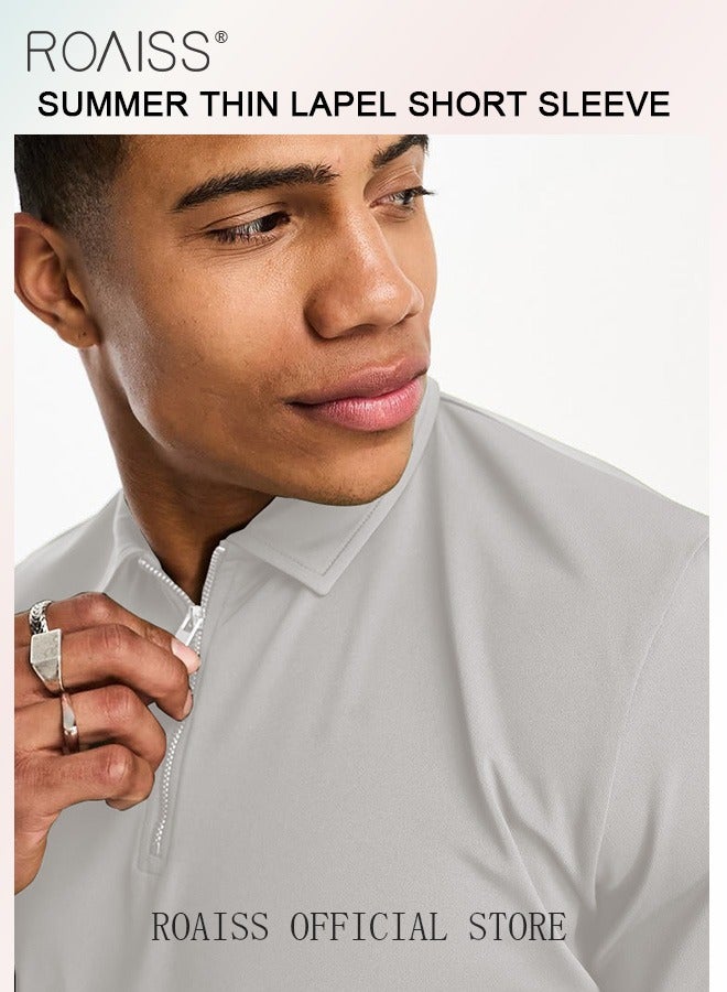 Men's Polo Shirt - Solid Color Short Sleeve Lapel T-Shirt - Casual Fit - Summer Fashion Essential