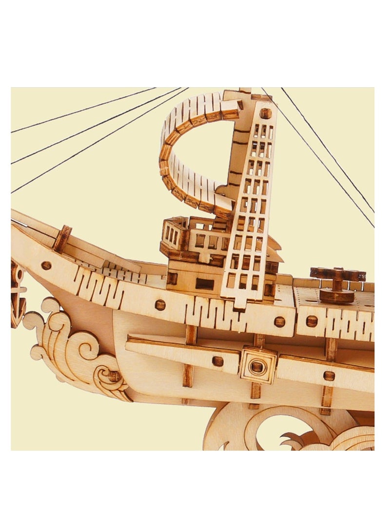 Rolife Sailing Ship Model TG305, Assembly Brain Teaser 3D Wooden Puzzle DIY Build Model Crafts Kits, Unique Home Decor Birthday Gifts for Teens or Adults