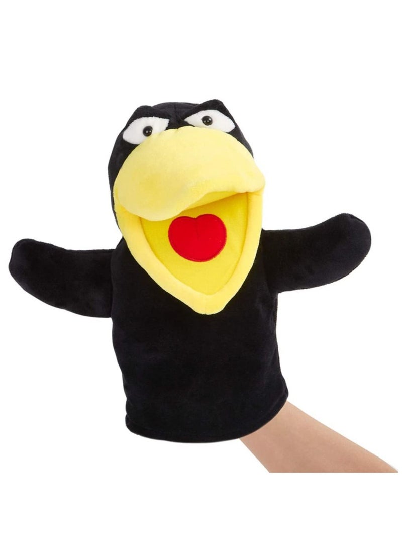 Hand Puppet Toys, Plush Crow Toy Soft Lovely Bird Toy Doll Funny Developing Intelligence Birthday for Kids interactive Imaginative Pretend Play Black, 10''