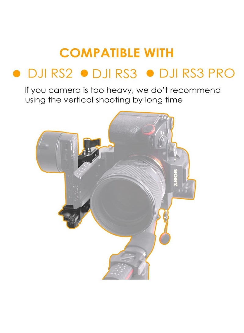 RS3 Vertical Camera Mount,Robust Portrait Mounting Solution Compatible with DJI RS 2/RS 3/RS3 PRO for IG YouTube Shorts Tiktok Video Extended Vertical Shooting, Camera Stabilizer
