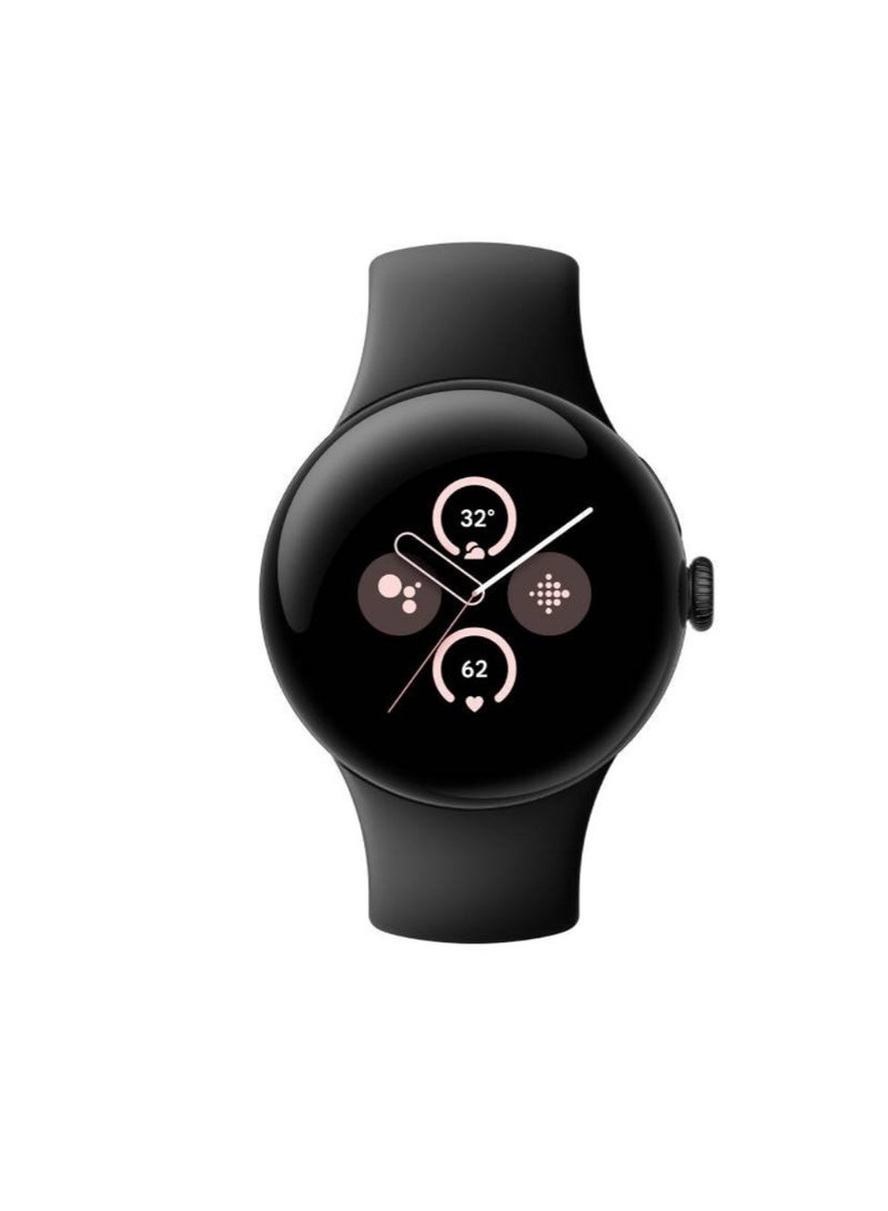 306 mAh Pixel Watch 2 Matte Black Smartwatch With Obsidian Active Band Wi-Fi Black