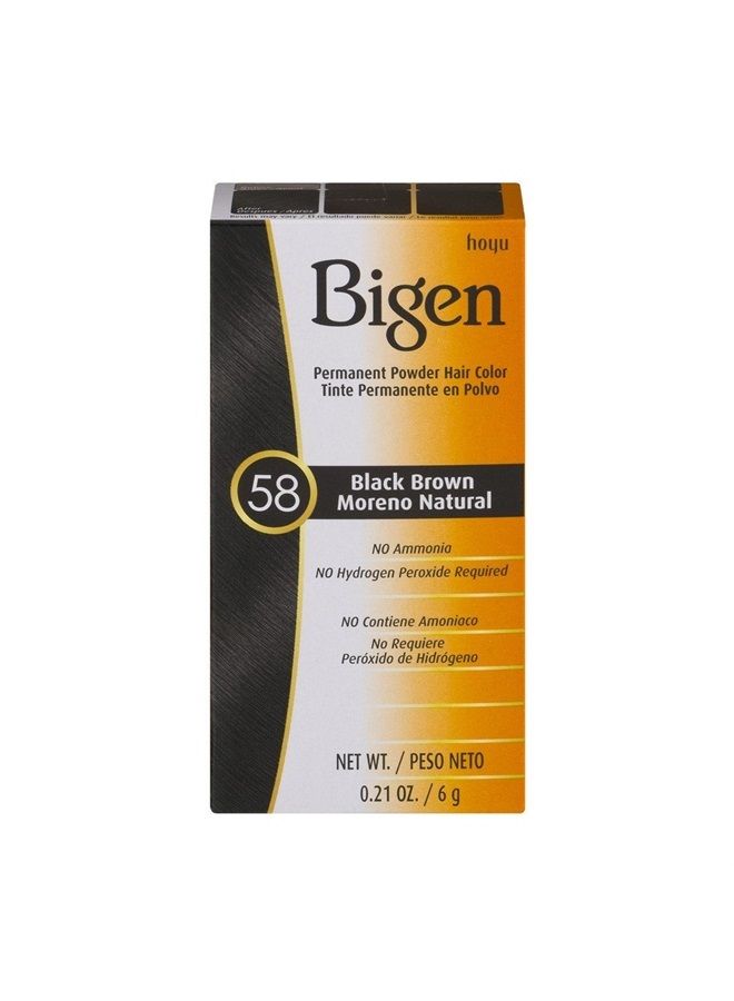 Powder Hair Color #58 Black Brown 0.21oz (6 Pack)