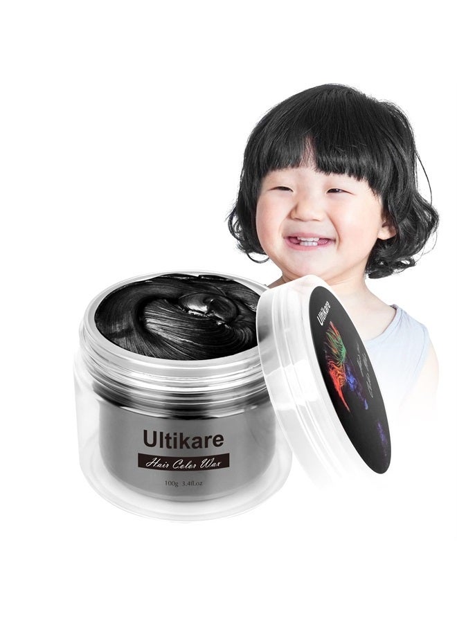 Temporary Hair Color for Kids black, Ultikare Hair Dye Natural Styling Wax Color Instant Mud Cream Gel 3.4 Fl Oz Girl Gifts, Party, Cosplay DIY, Children's Day