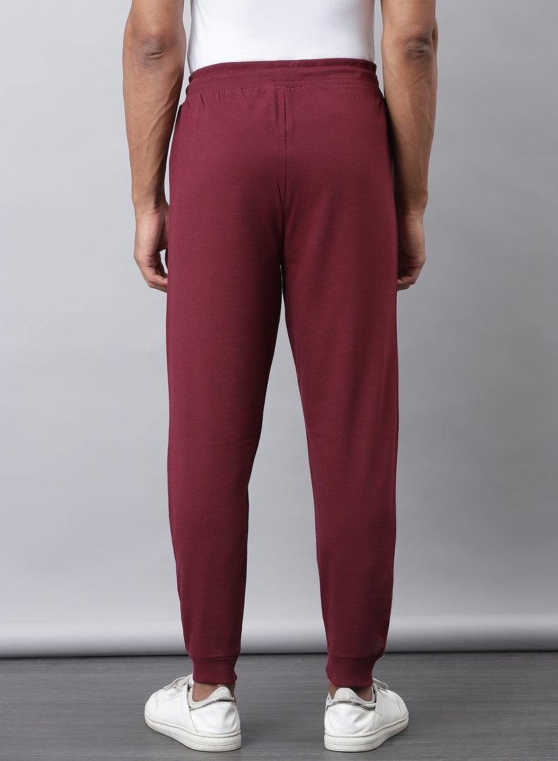 Casual Mid-Rise Joggers Maroon