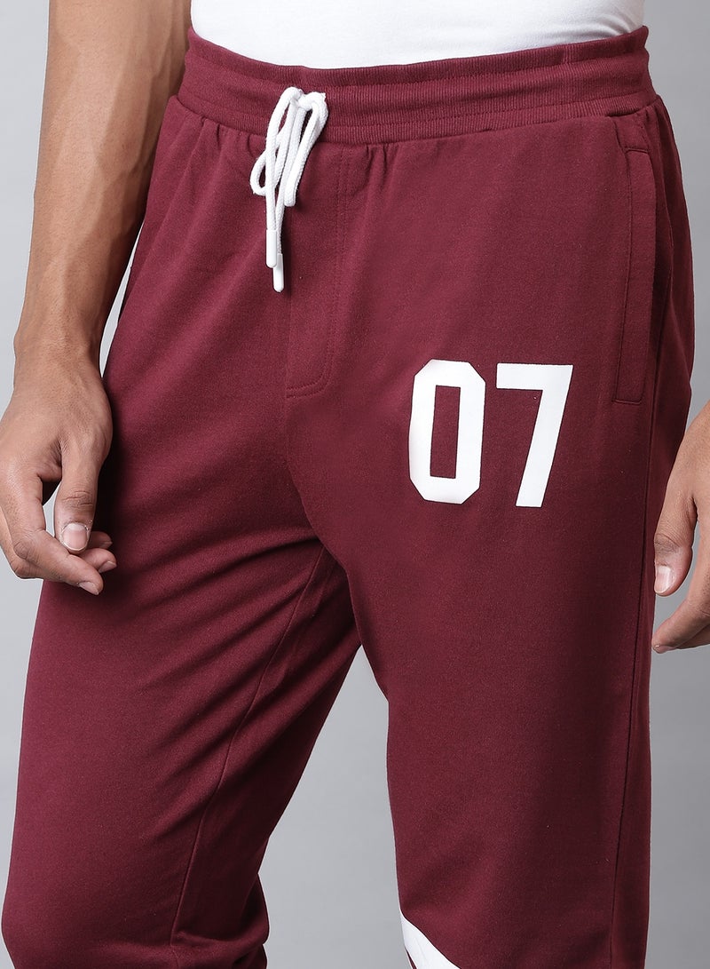 Casual Mid-Rise Joggers Maroon