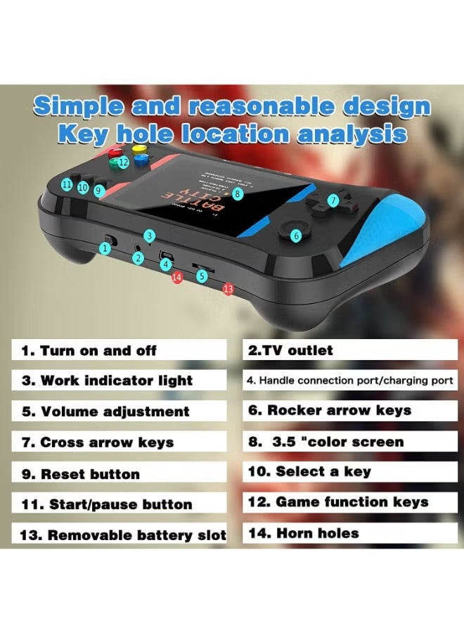 X7M Classic Handheld Game Console for Kids Retro Mini Game Console with 500 Classic Games Support TV Connection & Two Players for Kid