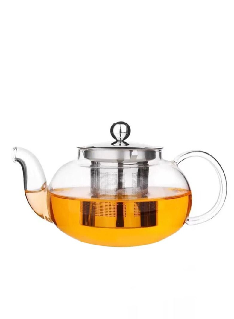 Borosilicate Heat Resistant Glass Teapot with Removable Stainless Steel Infuser for Loose Tea and Tea Maker ( 0.6 Liter)