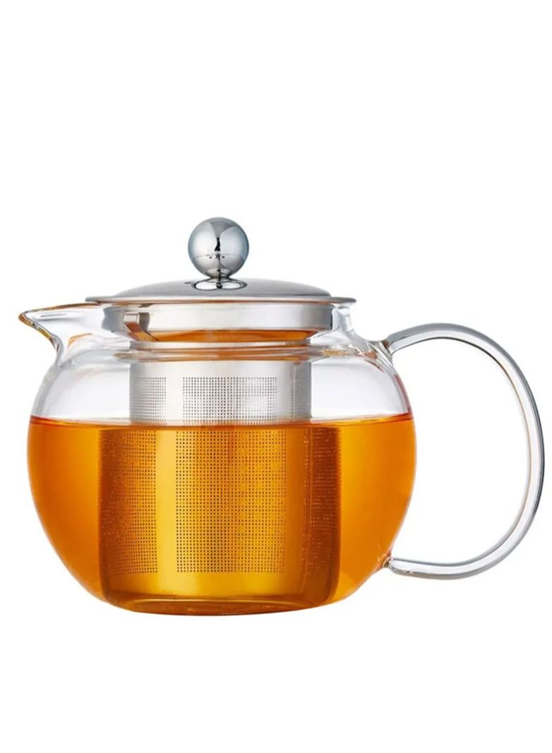Borosilicate Heat Resistant Glass Teapot with Removable Stainless Steel Infuser for Loose Tea and Tea Maker (1.3 Liters)