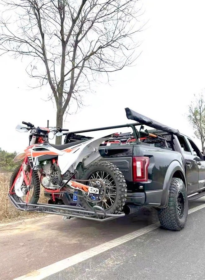 Bike Rack Bicycle Carrier Racks Hitch Mount Double Sturdy Rack for Cars Trucks and Minivans Bick Cargo Rack & an anti-slip coating on the wheel tracks and carries motorcycles or scooters up to 150kg. 2.1m
