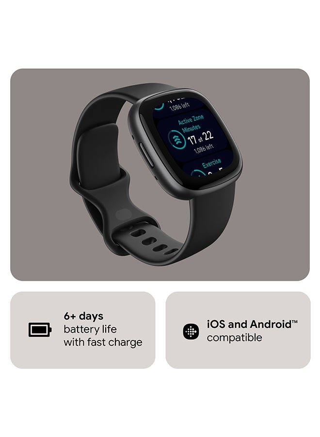 Versa 4, Health & Fitness Smartwatch with Built-in GPS and Up To 6+ Days Battery Life, 6-months Premium Membership Included, compatible with Android and iOS Black/Graphite + Free Aria Air Scale White