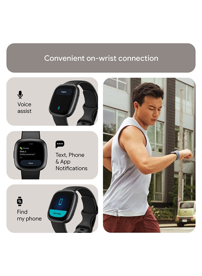 Versa 4, Health & Fitness Smartwatch with Built-in GPS and Up To 6+ Days Battery Life, 6-months Premium Membership Included, compatible with Android and iOS Black/Graphite + Free Aria Air Scale White