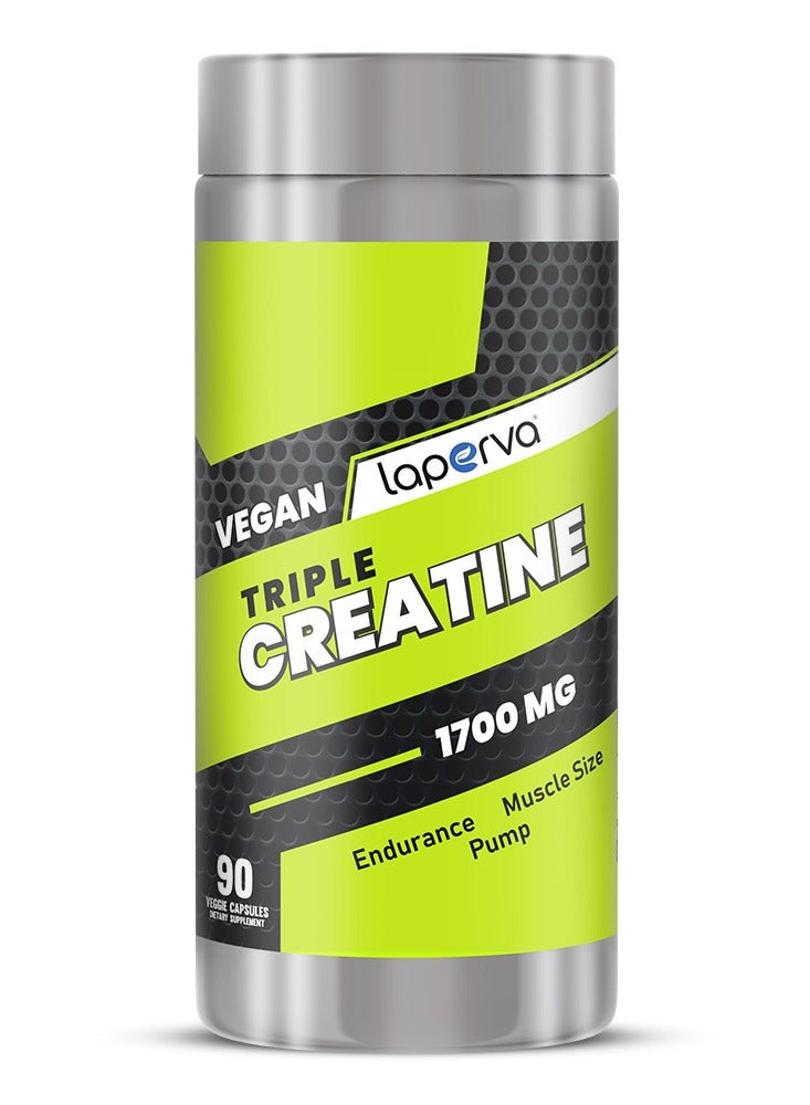 Laperva Vegan Triple Creatine 1700 mg, Increase Muscle Building, Endurance and Pump, 90 Veggie Capsules