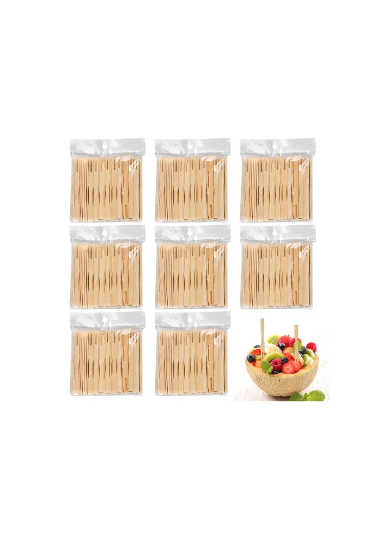 Bamboo Forks, Natural Disposable Mini Forks for Appetizers, Blunt End Appetizer Charcuterie Board Accessories, Tiny Toothpick Kids Safe Party Fruit(1000 PCS)