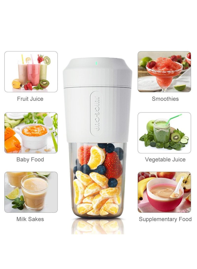 Mini Portable Blender, Personal Blender 350ml Smoothie Shake Maker Fruit Juice Cup with Four Blades, Handheld Juicer Machine 3000mAh Rechargeable 24000rpm/min for Home/Office