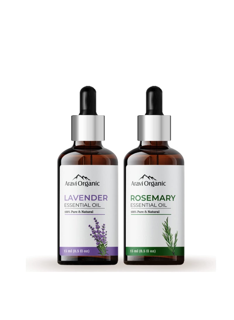 Aravi Organic Lavender and Rosemary Essential Oil 15ml Pack of 2